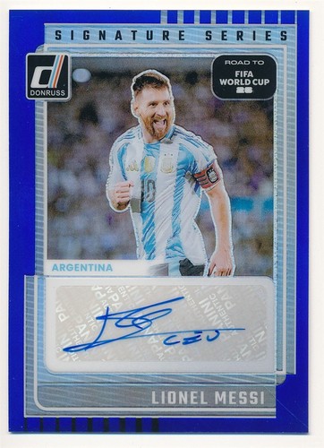 LIONEL MESSI 2025/26 DONRUSS FIFA WORLD CUP SIGNATURE SERIES BLUE AUTO SP #/199