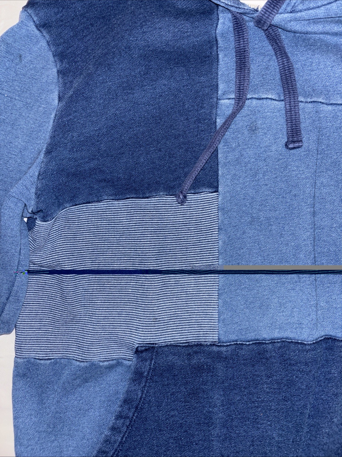 Gap Denim Patchwork Hoodie Size Small - image 3