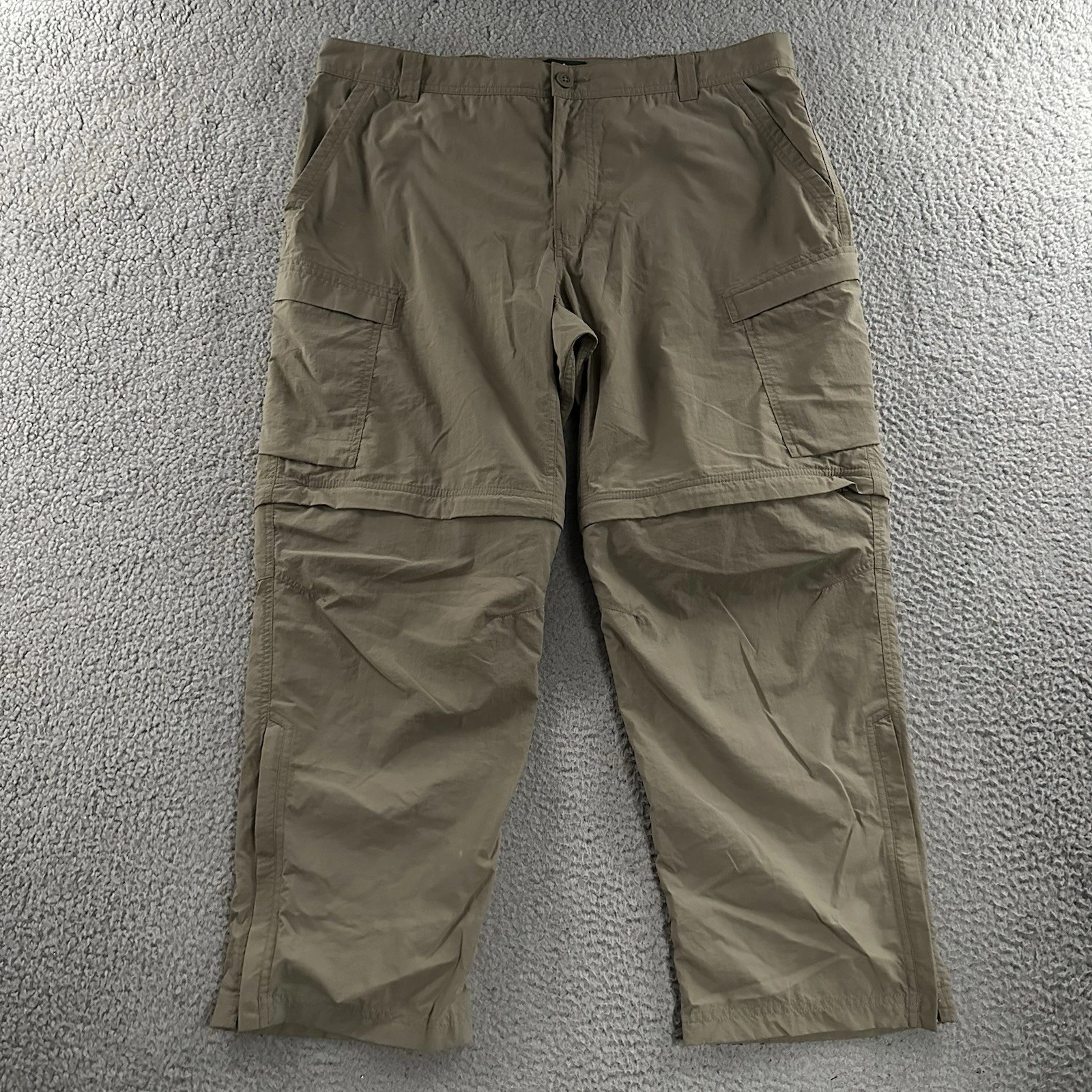 REI Mens Pants Beige Size 40x28 Cargo Hiking Convertible Relaxed Fit 100% Nylon