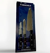 Henckels Fine Edge 3 pc Knife Set with 4" Paring, 5" Serrated Utility, 8" Chef