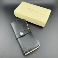 Montegrappa Black Leather Pen Case for 2 Pens Made In Italy IDP2CL20 Used