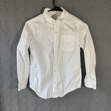 Cat  Jack Button Shirt Boys Size Medium 8/10 White Long Sleeve Cotton Blend