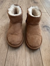 UGG Australia Sheepskin Kids Ankle Bootie Brown US 6 M EU 36/37