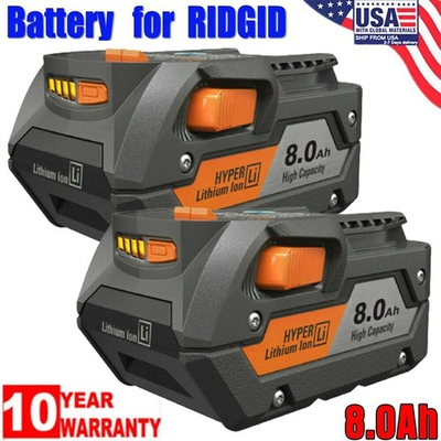 #ad #ad 2PACK for Ridgid R840085 8.0Ah Lithium Ion Battery Rigid 18Volt R840087 Tool NEW $44.99