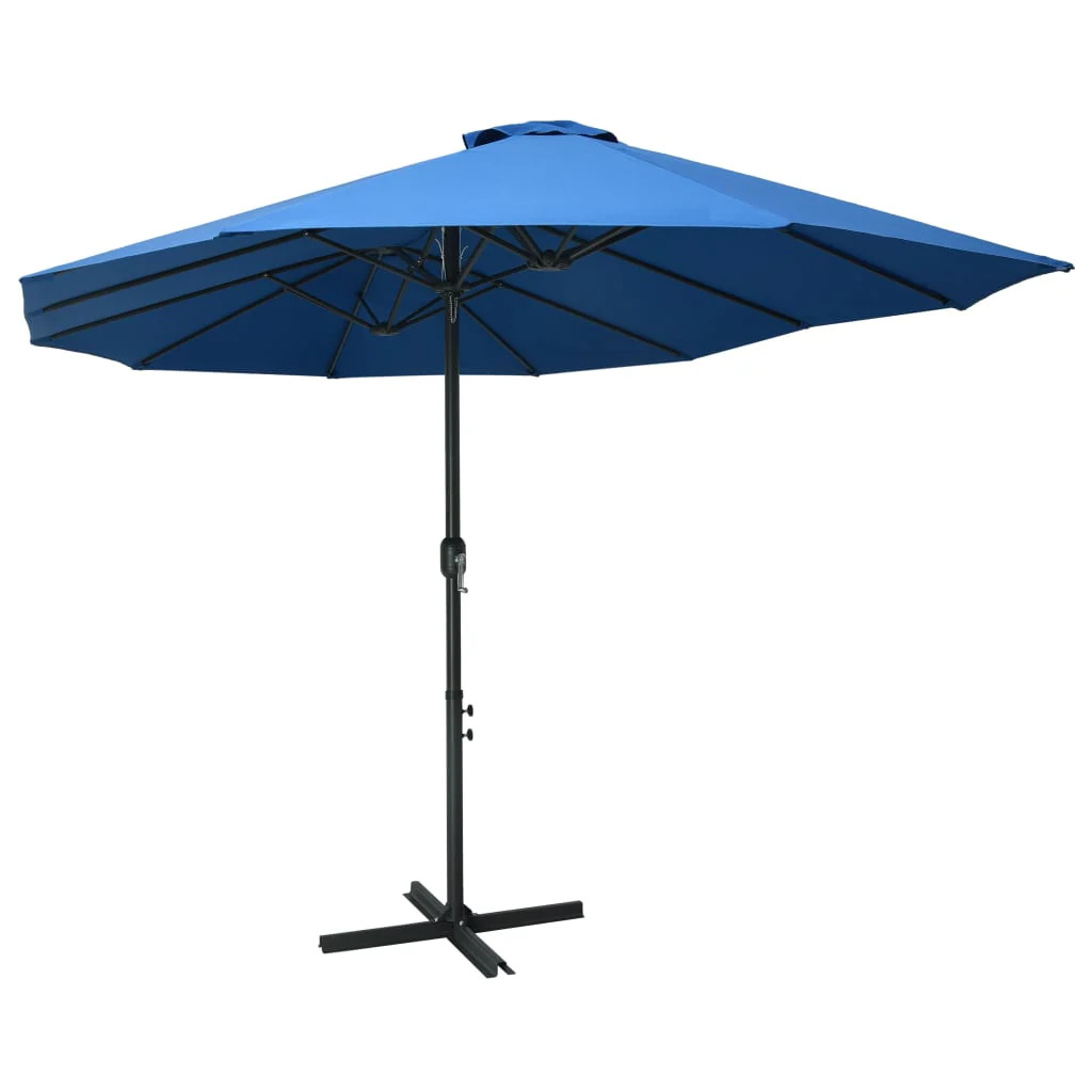 Parasol double rectangulaire en aluminium 460 x 270 cm Helloshop26 bleu