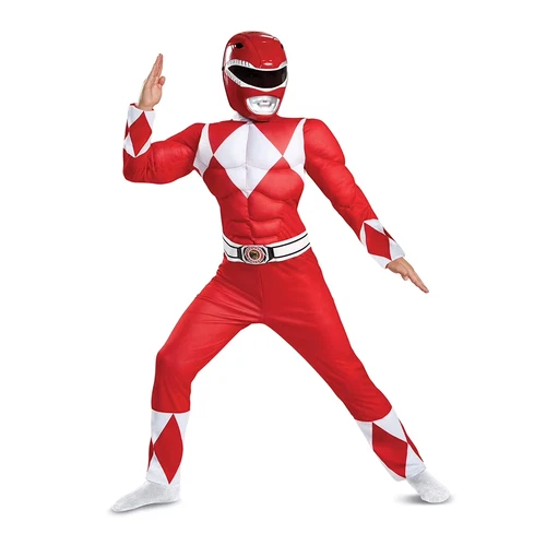 MIGHTY MORPHIN POWER RANGERS CLASSIC MUSCLE BOY'S COSTUME SMALL 4-6, RED RANGER