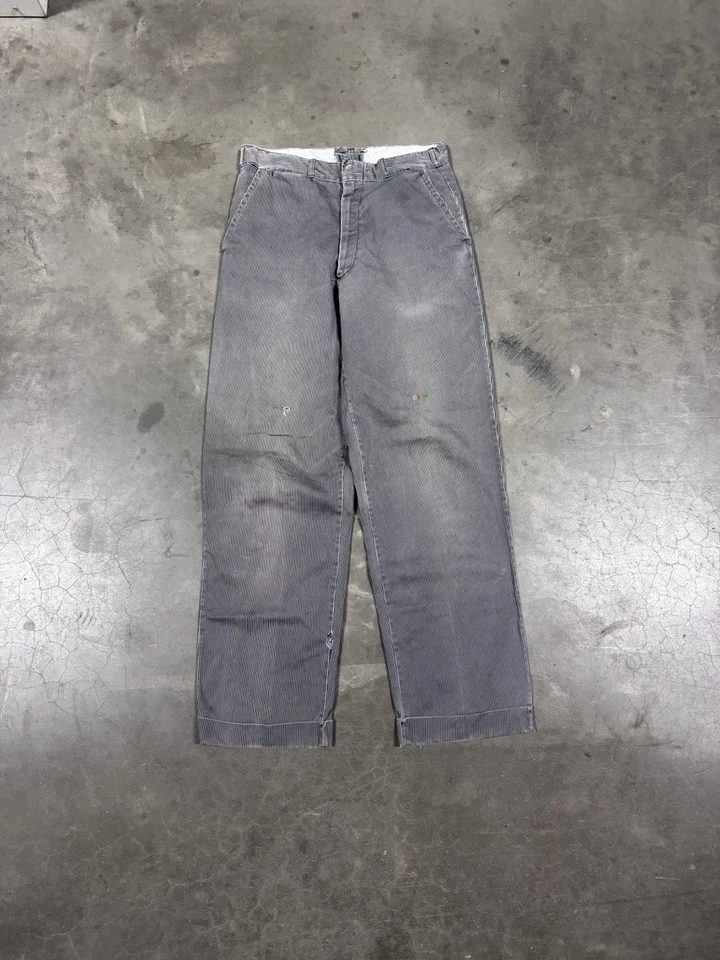 Pantalones de hombre vintage años 50 a rayas con hebilla trasera talla 29x29 Foto 3 de 4