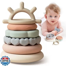 Moonkie Stacks of Circles Soft Teething Toy | Educational Learning Baby Toy |