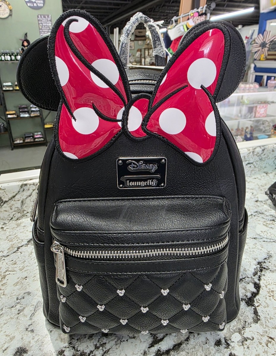 black mini backpack black with red bow McKlein ACADIA Leather our collection of backpacks are available in a selection of different designs and colours Minnie Mouse & Bows All
