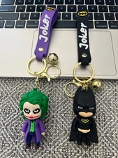 BATMAN AND JOKER Keychain 3D Silicone Pendant Accessories for Backpack,Purse,