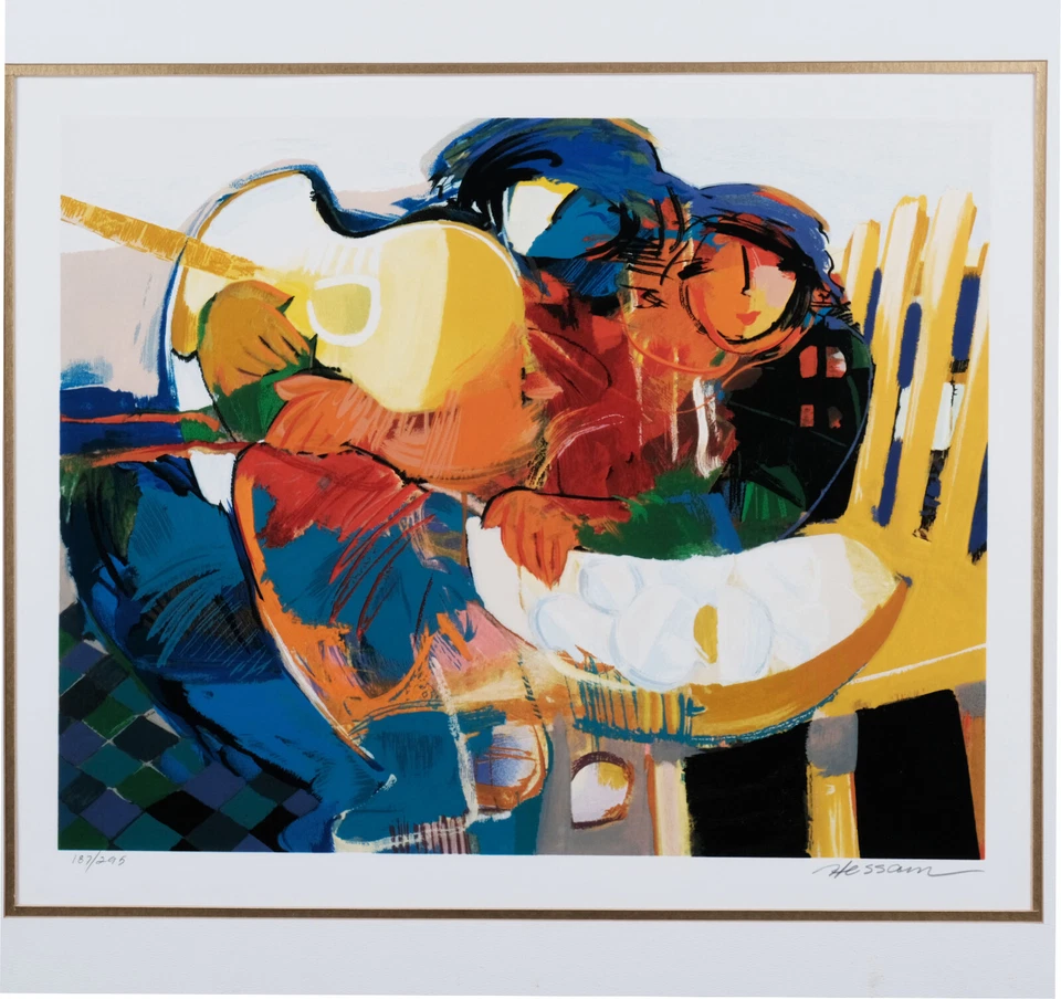 Hessam Abrishami "Figures with Guitar" Hand Signed L.E. Lithograph 187/295 - Image 2 of 4