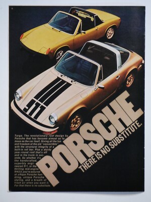 Original Sports Illustrated Magazine Print Ad 1974 Porsche Vintage Gold Yellow