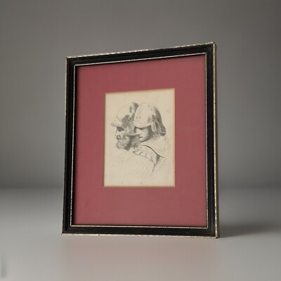 1850 s Pencil Sketch Roman Centurion In Hogarth Glazed Frame 25x21(13x10)cm