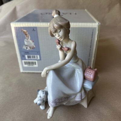 yj37 LLADRO リヤドロ No.5466 『大事な電話』 少女 犬 置物 bondstreet_ldr-5466
