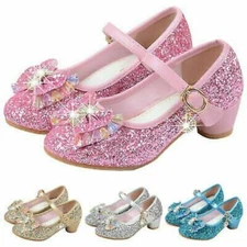 Kid Girl Princess Dress Party Sandals Cosplay Evening Sequin Glitter Shoes