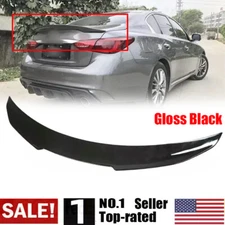 For 2014-23 Infiniti Q50 Rear Trunk Spoiler High Kick JDM PSM Style Glossy Black