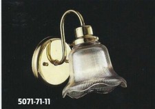WALL BATHROOM 1-Light FIXTURE Polished Brass VANITY Clear RIBBED Glass NEW 5071