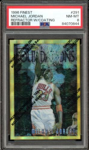 1996-97 Topps Finest Gold/Rare Refractor SP 291 Michael Jordan Bulls PSA 8 NM-MT - Picture 1 of 2
