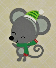 Winter Cute Mouse Christmas Die Cut Paper Scrapbook Embellishment
