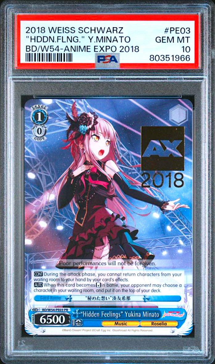 PSA 10 Weiss Schwarz BanG Dream Yukina Minato Stamped English PE03