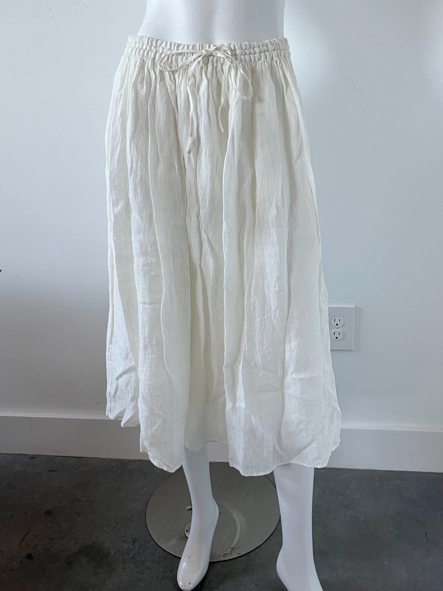 Maison de Soil Skirt High Rise Drawstring Waist Linen Ivory Maison de Soil Skirt High Rise Drawstring Waist Linen Ivory