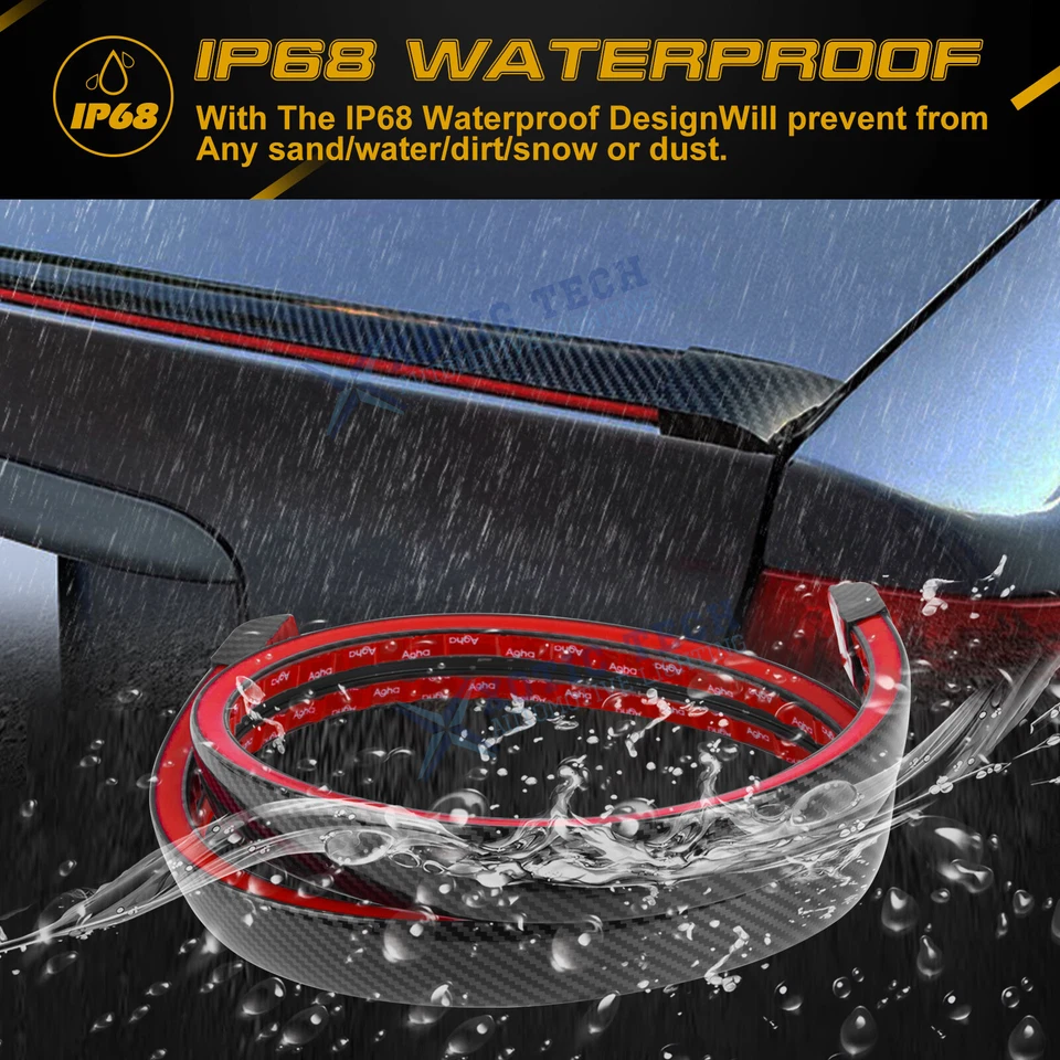 51-дюймовый универсальный задний спойлер закраина багажника светодиодная лента крыло крыша сигнал тормоз задний фонарь - Изображение 4 из 4