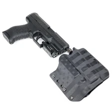 OWB Kydex Holster for Hanguns w/OLIGHT PL-MINI VALKYRIE - USA STEALTH BLACK