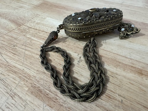 Antique 1920'S Vintage Flapper Dance Coin Purse Ornate Unique Vanity Case - Picture 4 of 8