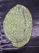 Vtg Hand Beaded Ivory Crown Colony of Hong Kong Clutch Purse Evening 7 In