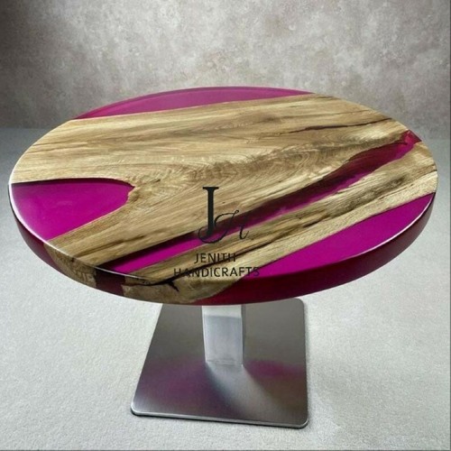 Round Epoxy Resin Tabletop | Natural Wood Fusion | Handmade Artistic Furniture - Picture 2 of 2
