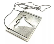 Minimalist Designer GALLEN BENSON 925 Sterling Silver Cut out Pendant Necklace