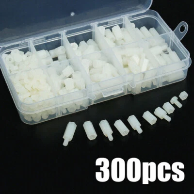 300x M3 Nylon M-F Hex Abstandshalter Spacer Schrauben Muttern Kunststoff Set KG - Bild 1 von 4