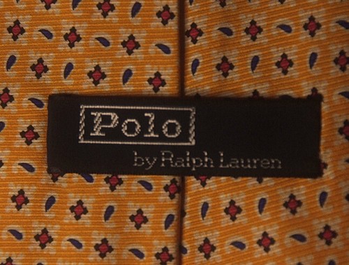 Polo Vintage Blue Label Yellow Silk Tie. 4" x 57" - Picture 3 of 3