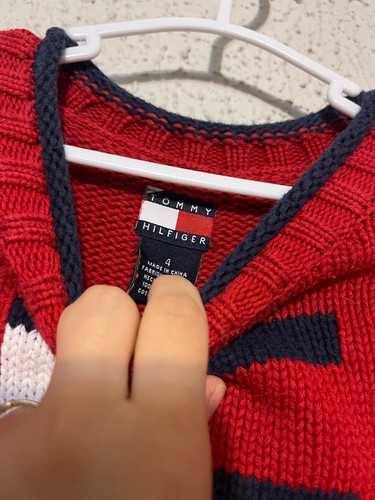 Vintage Little Girl Knit Tommy Hilfiger “Hilfiger Girls” Flag Sweater Size 4 - Picture 3 of 5