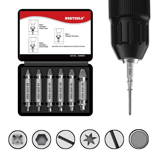 Damaged Screw Extractor Set,6pcs Stripped Screws Nuts Bolts for Removing Rust... - Picture 5 of 7
