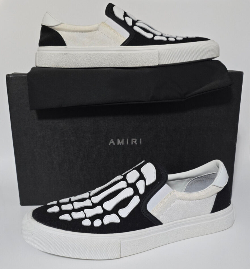 Amiri Skeleton Black White Low Slip-on Shoes Sneakers Size US
