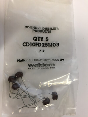 CD10FD251J03  CORNELL DUBILIER Mica Capacitors MICA 250PF 500V   5 PCS NOS