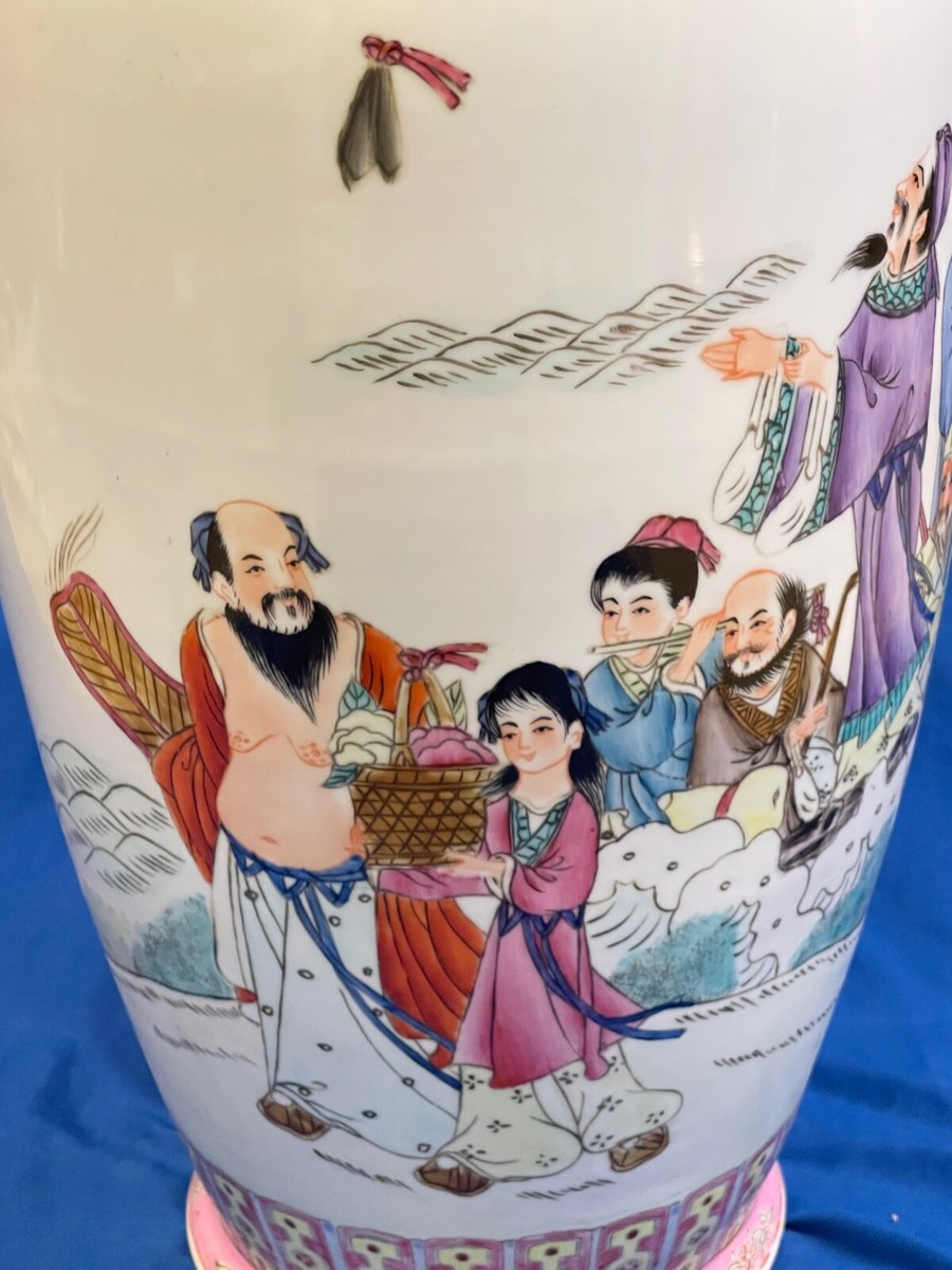 LARGE Vintage JAPANESE Asian Pottery Porcelain VASE Hand