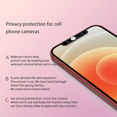 Front Camera Slider Privacy Cap Webcam Cover For iPhone X XS 11 12 ProMax Mini - Picture 2 of 11