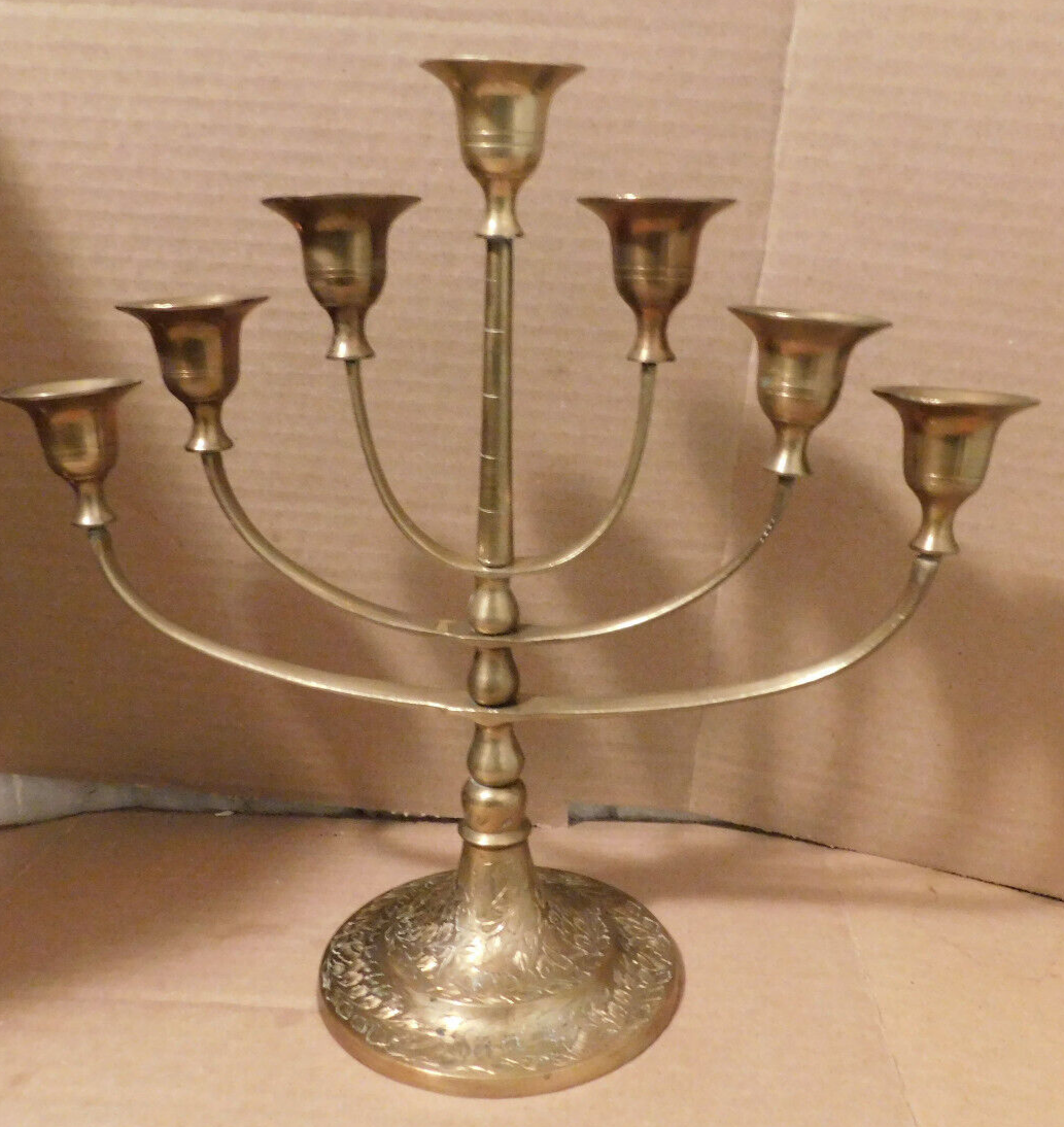 Vintage Brass 7 branch Tapered Candle Candleabra /Menora eBay