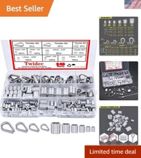 Versatile 240 Pieces Wire Rope Thimble & Crimping Sleeve Assortment for Safety