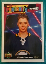2020-21 UPPER DECK UD PORTRAITS ROOKIES JONAS JOHANSSON #92 BUFFALO SABRES