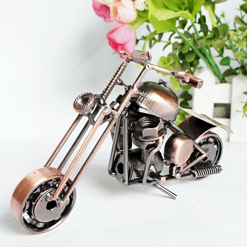 Hand Made Metal Bike Sculptures Scrambler Copper Road Bike Nuts & Bolts Gift - Picture 3 of 3