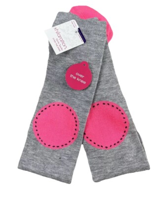 Over the Knee Socks Girls Size 9-2.5 Xhilaration Gray With Pink Circle at Knee
