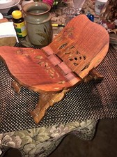 India Vintage Wooden CarvedFolding  Book StandHolder,Carved From OnePiece OfWood