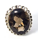 Smoky Quartz 14.96ct large gemstone vintage sterling silver ring size 8