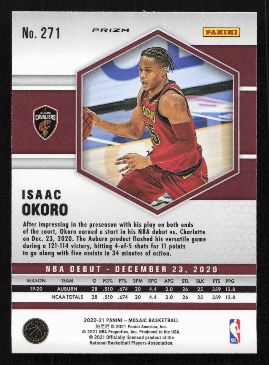 2020-21 Panini Mosaic #271 Isaac Okoro Pink Prizm Card TCCCX | eBay