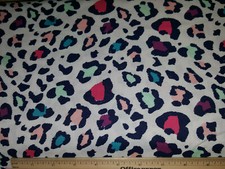 Multi-Color Cheetah Animal Print on White 100 Cotton Fabric-Fat Quarter