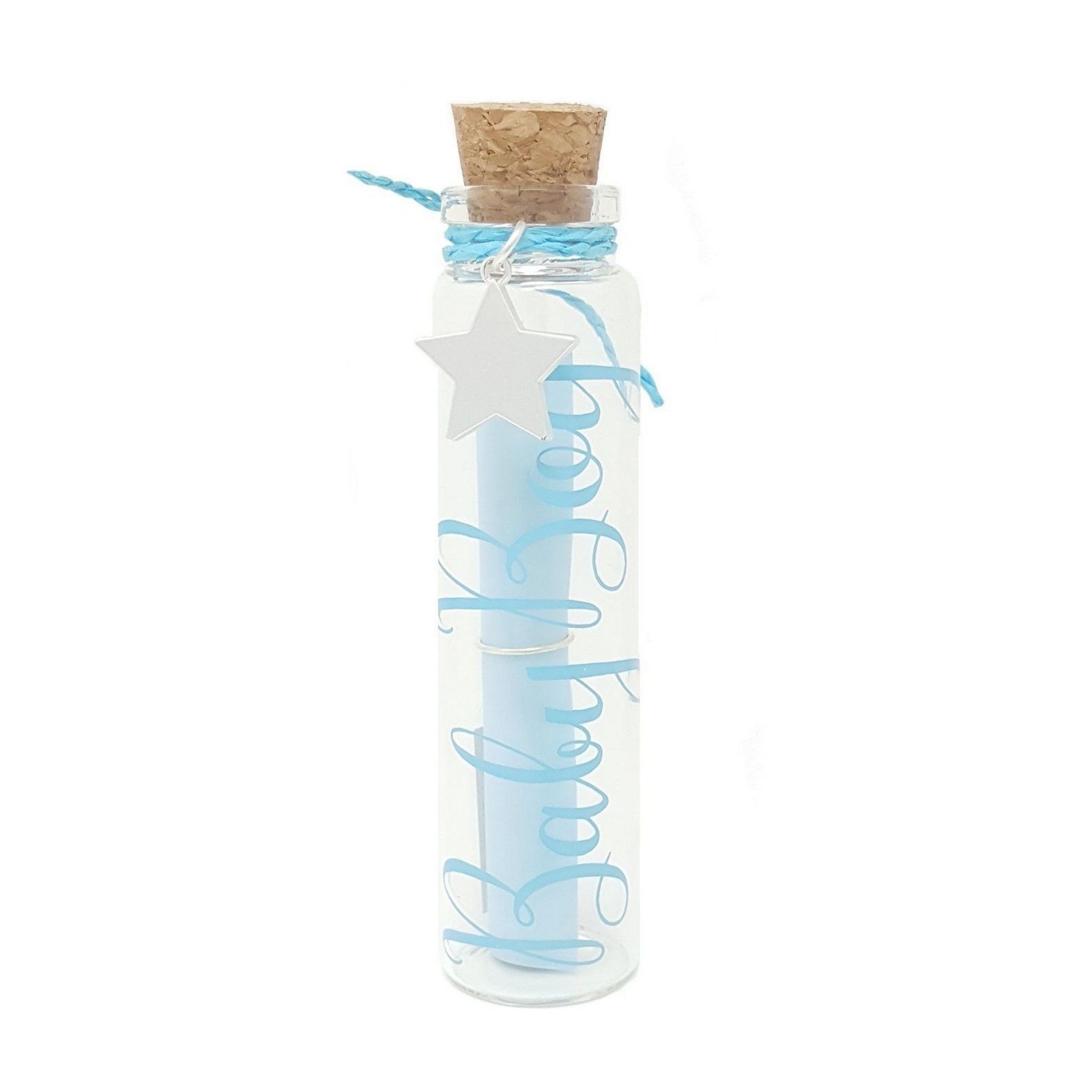 Keepsake Baby Boy Message in a Bottle Token Silver Star Charm Christening Gift