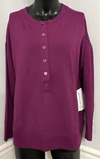 NWT Athleta Oversized Long Sleeve Balance Henley Sweatshirt in Exotic Fuchsia XL